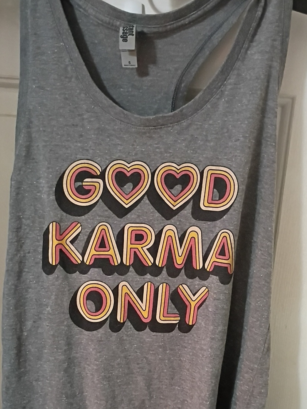 Good Karma Only Gray Graphic Tank Top